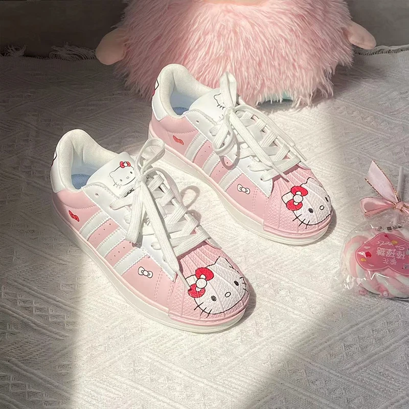 Sanrio Anime Pink Hello Kitty Blue Cinnamoroll Cute Sneakers Casual Fashion Comfortable Classic Couple Shoes Christmas Gift