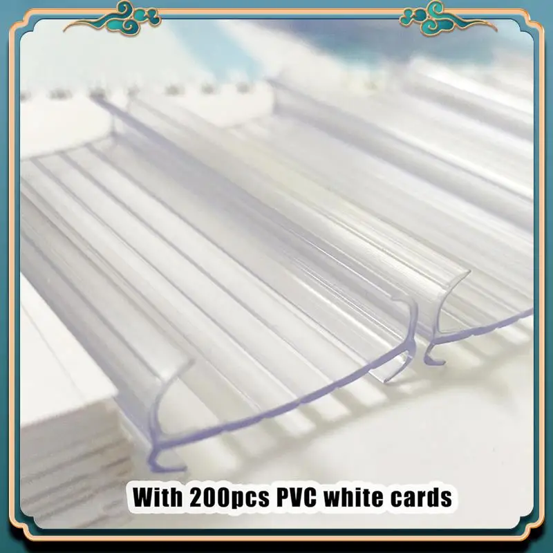 (新品)-200個のワイヤーシェルフラベルホルダーセットキットプラスチックラベルシェルフクリップと200個のホワイトカードセット(2.95インチ X1.18インチ)