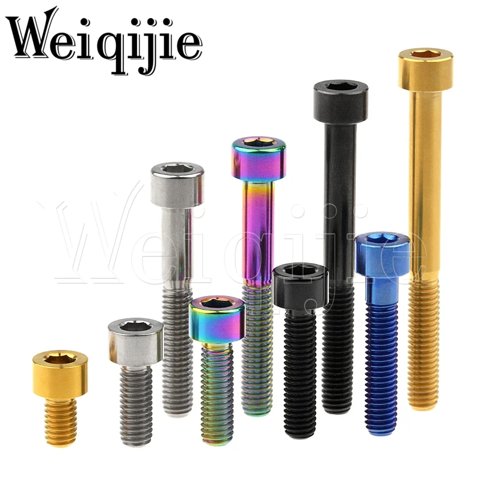 Weiqijie Titanium Bolt M5/M6X10/12/15/16/18/20/23/25/30/35/40/45/50/55/60/65mm Seatpost Overhead Brake Allen Key Screw for Bike