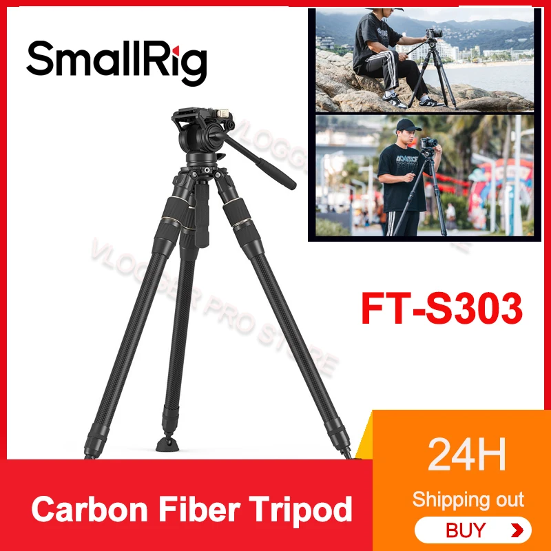 smallrig Carbon Fiber Tripod FT-S303 Professional Photography Hydraulic Damping Gimbal Video Tripod For DJI RS Series Camera