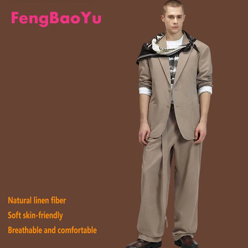

Мужской костюм Feng Baoyu из 100% натурального льна: элегантный, изысканный, для делового и повседневного стиля, комфортный и дышащий.