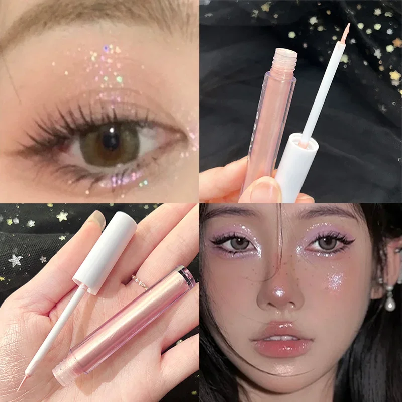 Pearlescent Liquid Eyeshadow Waterproof Shiny Diamond Bright Silkworm Highlight Cosmetic Long-lasting Shiny Makeup Illuminator