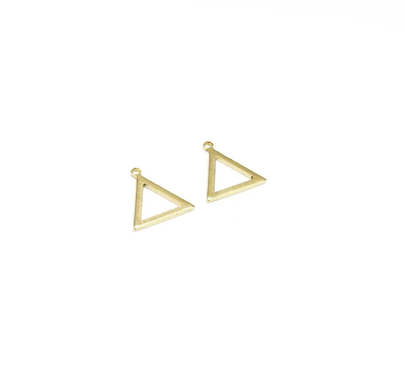 50pcs Triangle Charm, Brass Charm For Jewelry Making, Earring Connector, Geometric Brass Findings, 12.9x12.7mm R113