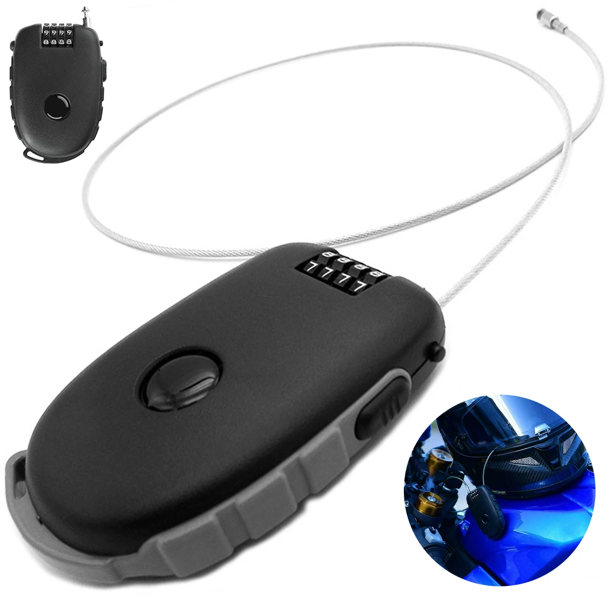 

Замок для мотоциклетного шлема, 4-значный сбрасываемый мини-кабельный кодовый замок, портативный велосипедный мотоциклетный шлем, замок с паролем для дорожной сумки