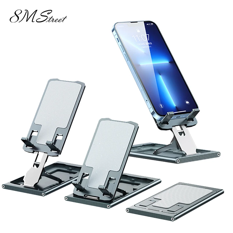 Folding Aluminum Phone Stand For Iphone Samsung Solid Support Holder For Huawei Xiaomi Metal Table Holder Universal Phone Holder