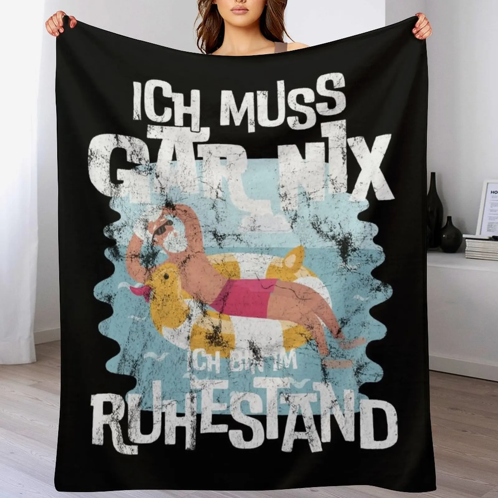 Ich muss gar nix Ruhestand Rente Pension Throw Blanket Luxury Furrys Blankets