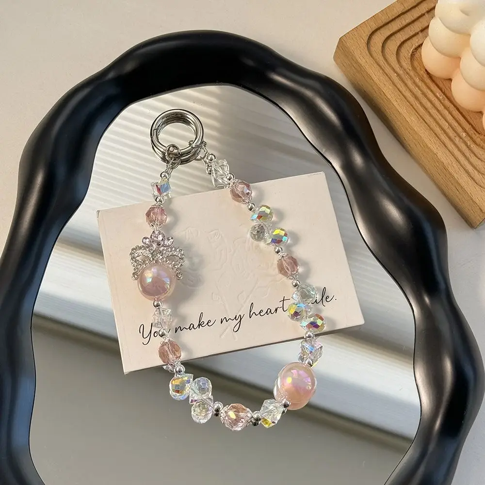 

Корона Хрустальные бусины Анти-потерянные ремешки Цепочка на запястье Жемчужный короткий цветной хрустальный ремешок для телефона Ручной роскошный