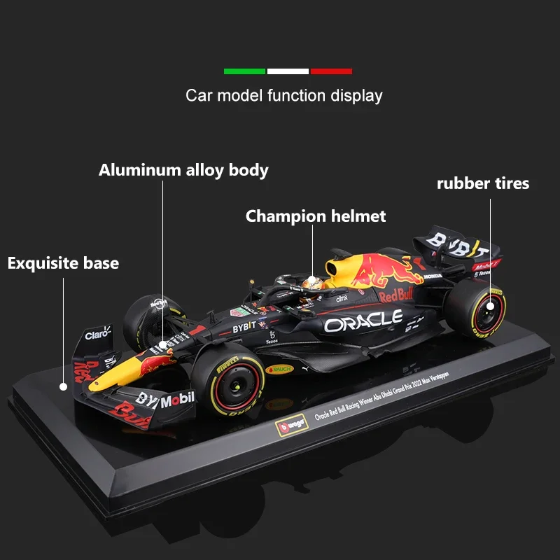 Bburago 2022 F1 Champion Red Bull RB18 Racing 1:24 Alloy Cars Model Toys Abu Dhabi Grand Prix Verstappen Perez Formula 1 Racing