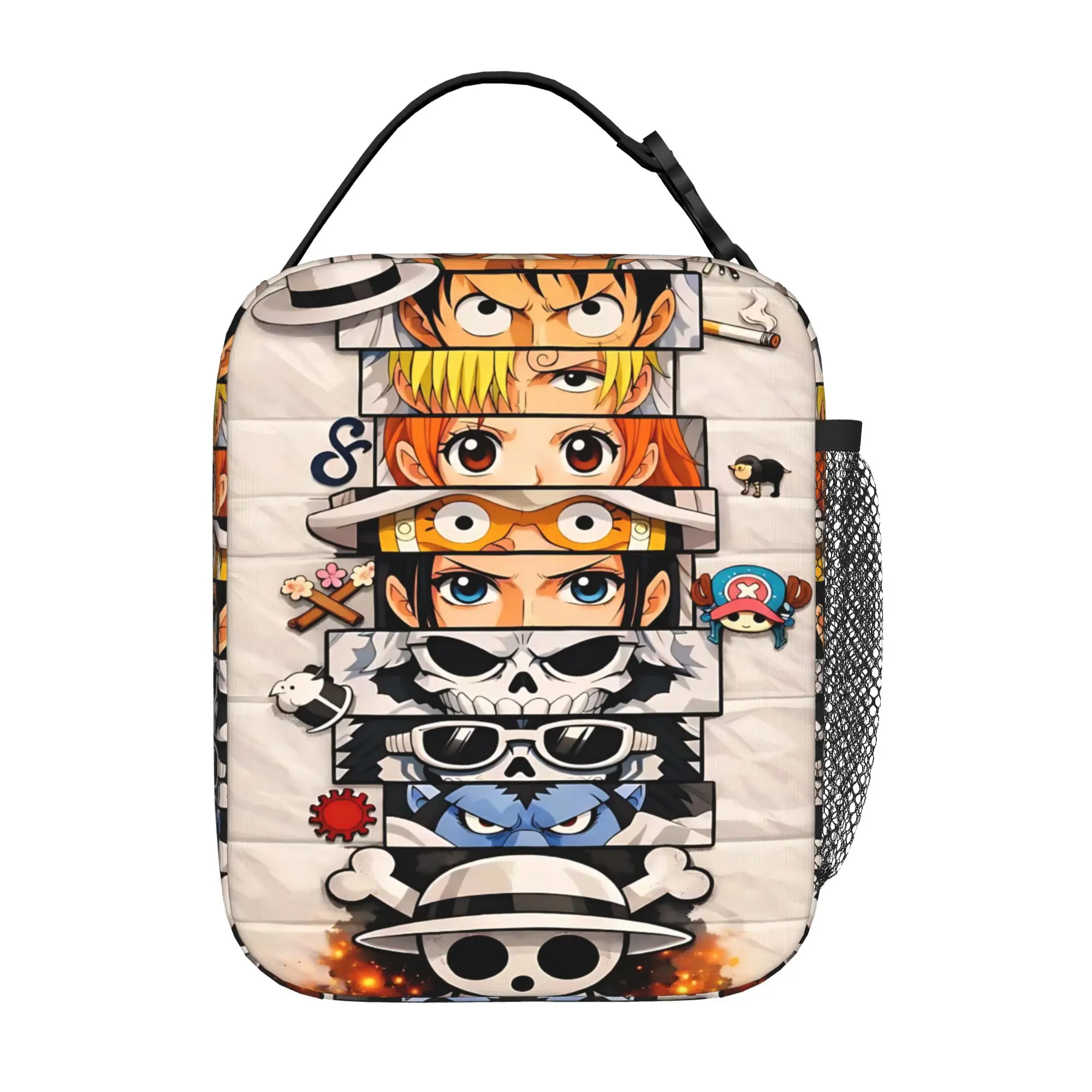 1 Piece Portable Lunch Container Straw Hat Crew Eyes  Zipper Closure Durable Pocket O-One Piece  For Lunch Lunch Box Bag view 3