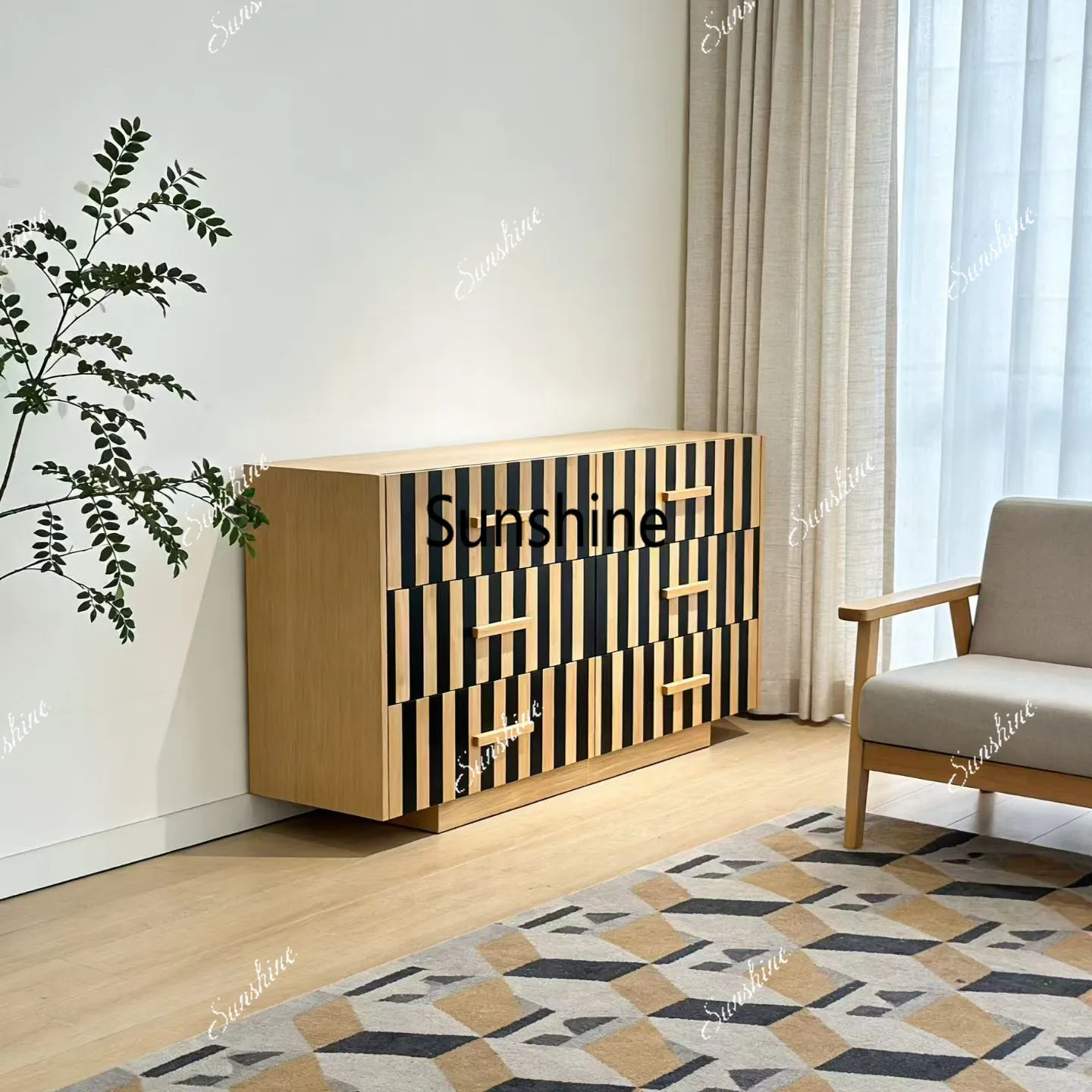French living room, bedroom, solid wood six-bucket cabinet against the wall, entrance cabinet, storage and dining cabinet