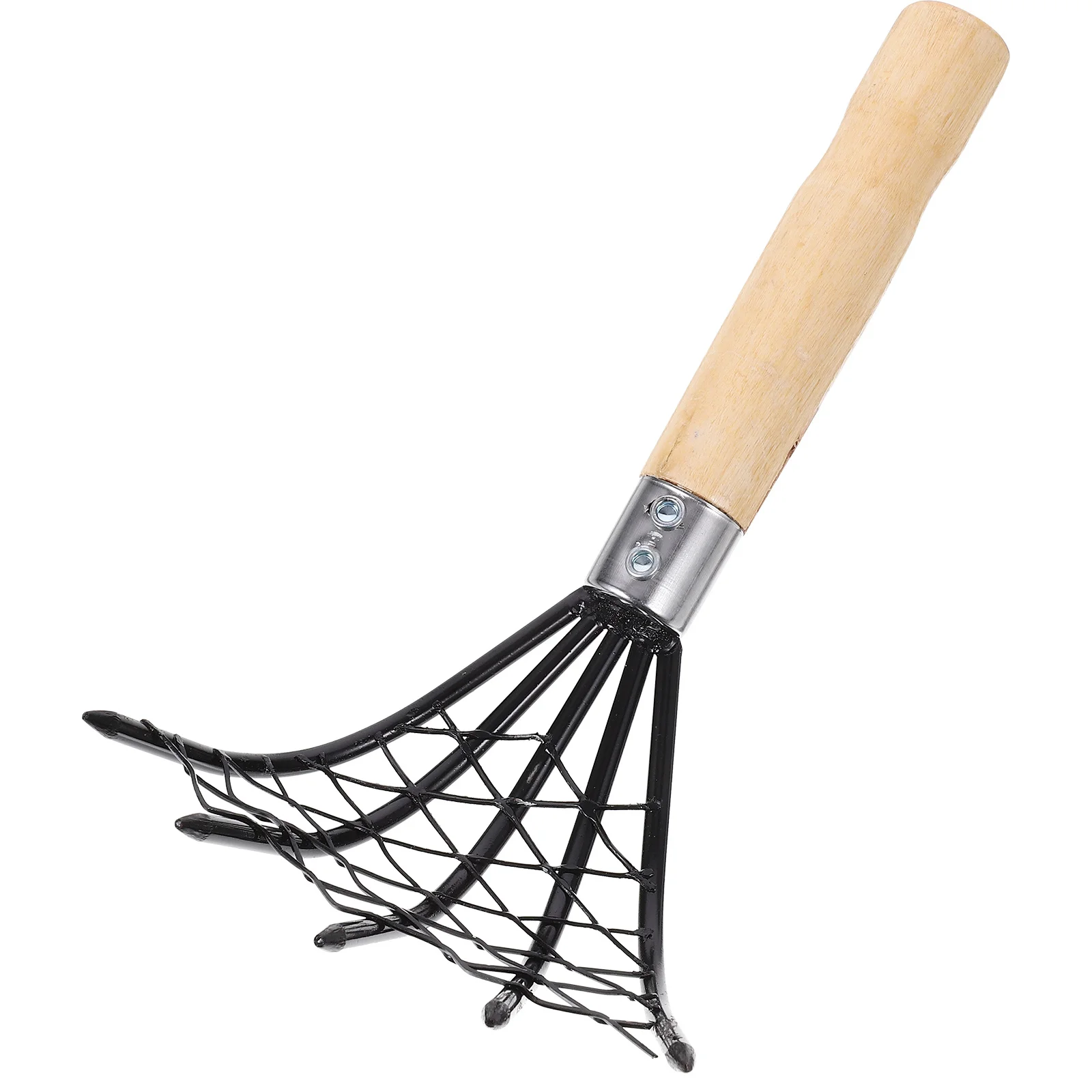 1Pcs Stainless Steel Clam Rake Black Rust Resistant Wooden Handle Easy Design Seafood Digging Tool Clam Rake