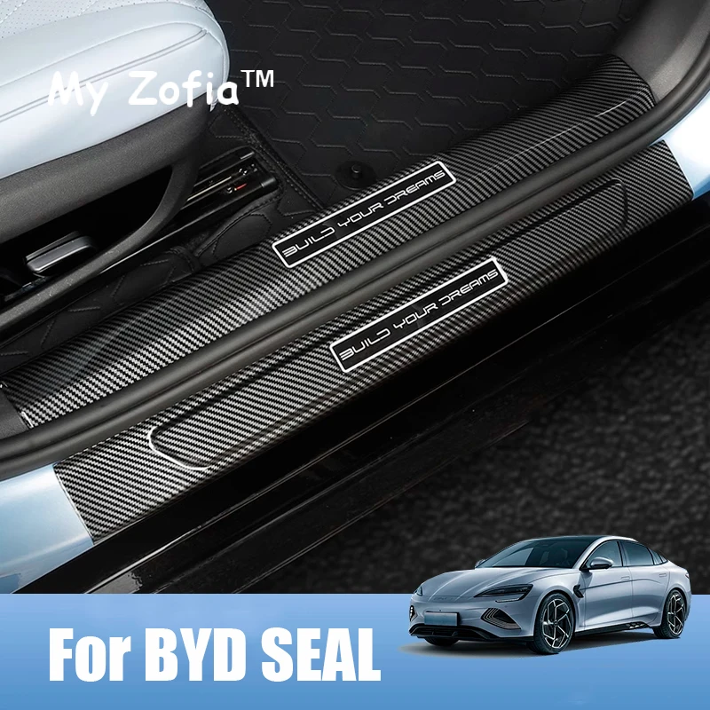 

For BYD Seal EV 2023 2024 2025 Welcome Pedal Door Sill Scuff Threshold Carbon fiber Guard Plate Anti-scratch Sticker Accessories