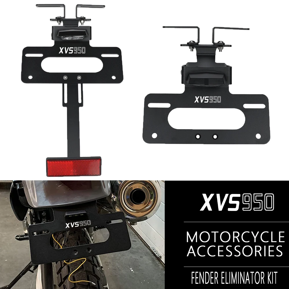 

For YAMAHA XVS950 XVS 950 XVS1300 XVS 1300 2011 2012-2024 Motorcycle License Plate Holder with LED Light Number Plate Bracket