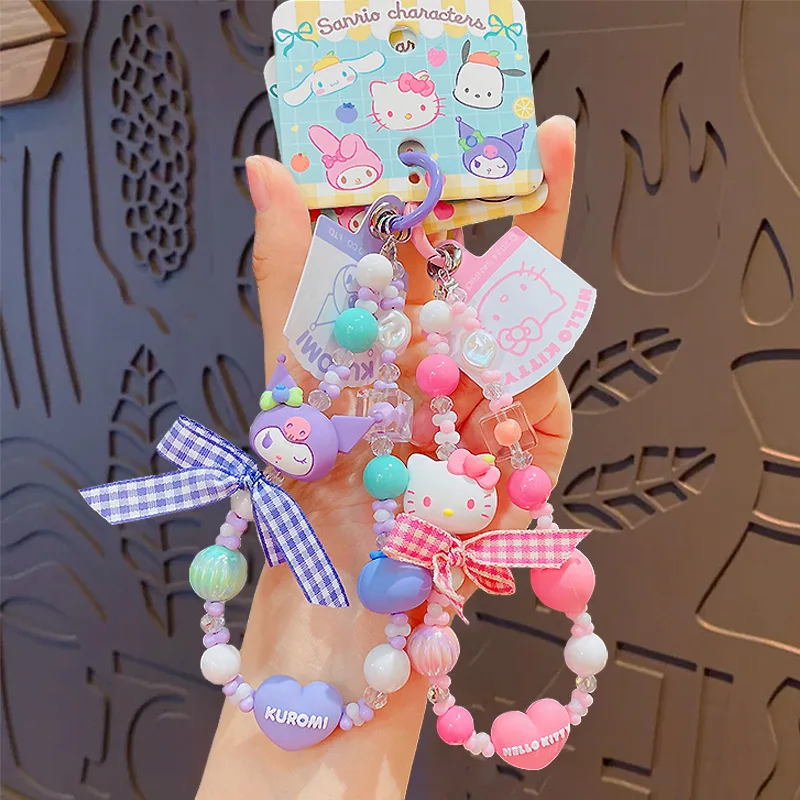

Miniso genuine cartoon Sanrio fruit beaded mobile phone chain keychain pendant couple bag keychain hanging decoration gift