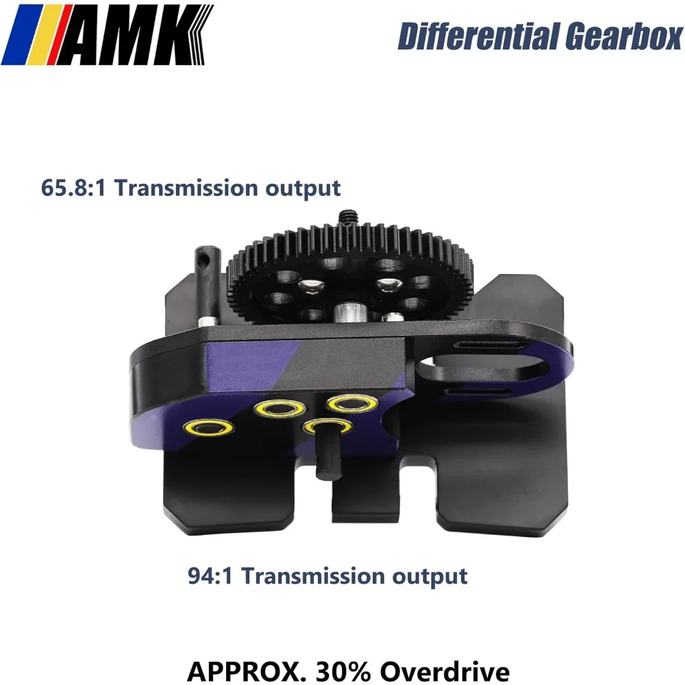 AMK 30 % Overdrive Metall-Differentialgetriebe mit POM-Unterfahrschutzplatte für 1/10 LCG-Getriebe, kompatibel mit Axial SCX10, Capra