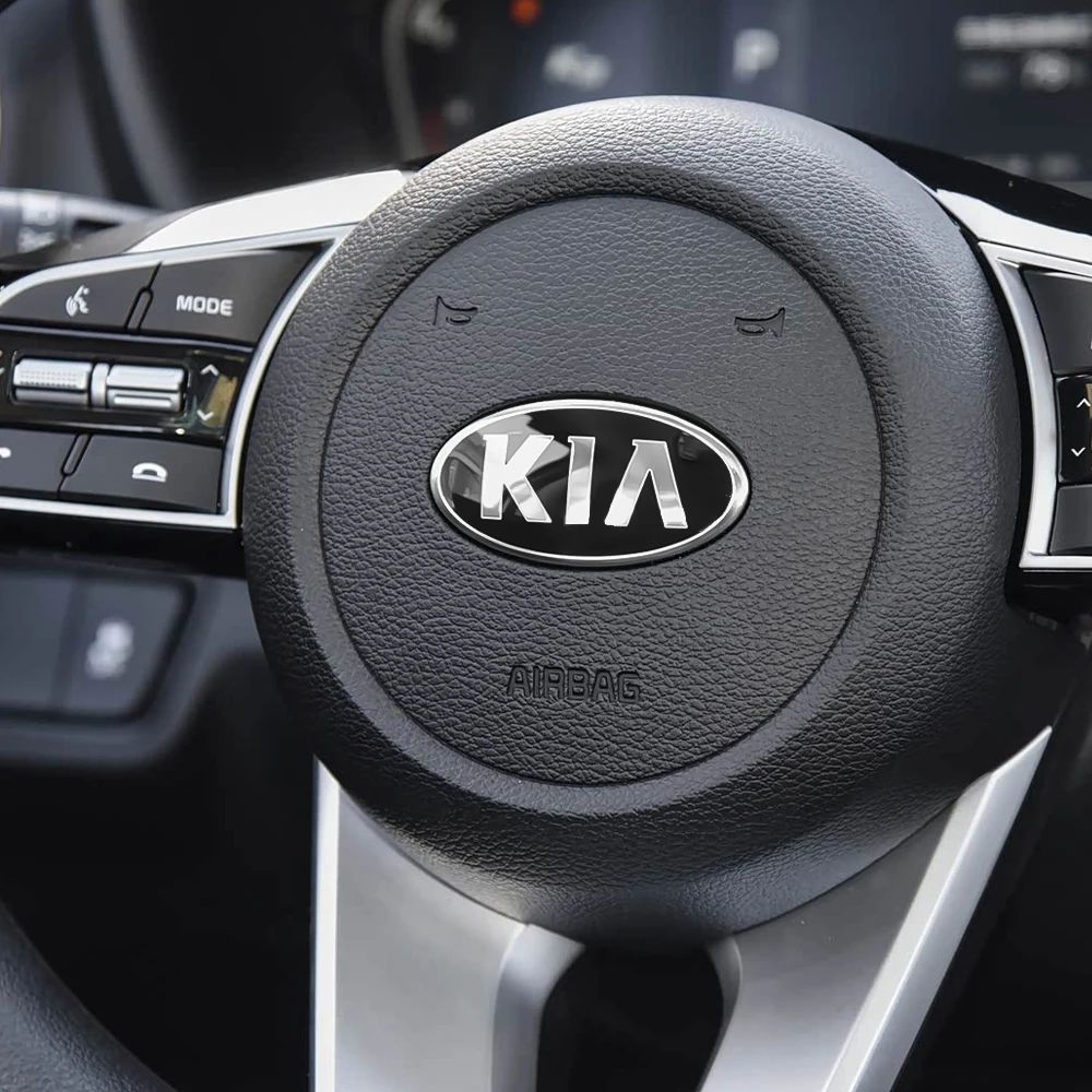 6.1x3.2cm Car Steering Wheel Logo Emblem Cover Sticker For Kia K2 K3 K5 K7 Picanto Stinger Forte Sorento Sportage Rio Soul Ceed view 6