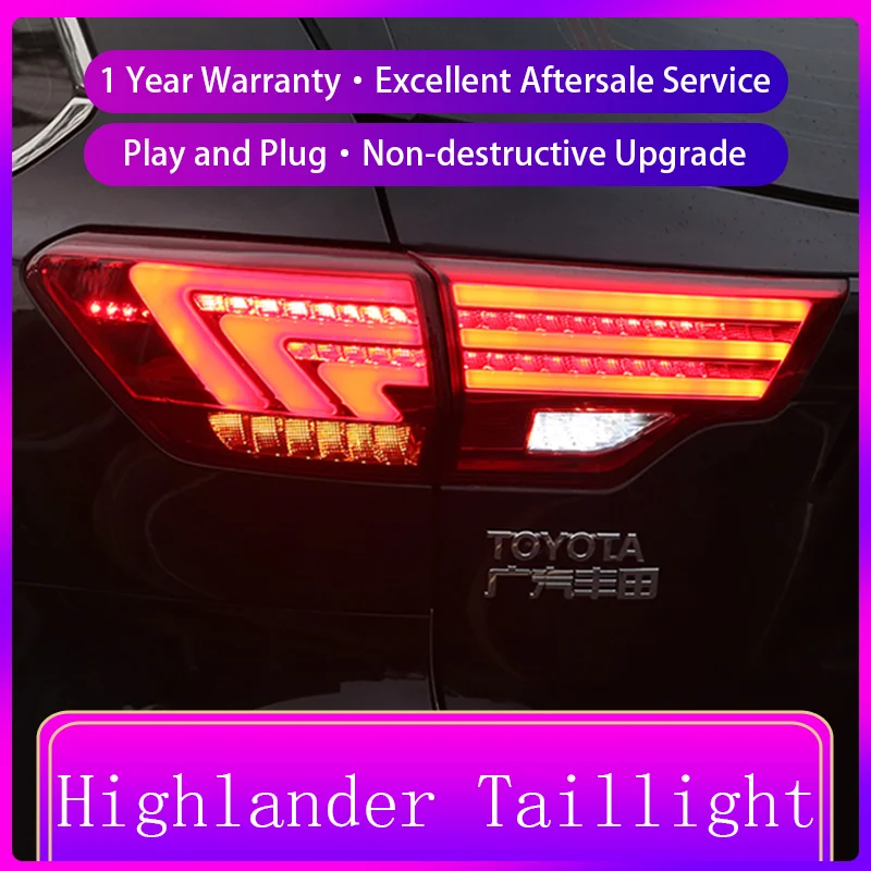 Car Lamps For Toyota 2015-2021 Highlander Tail Lights LED Turn Signal DRL Dynamic Taillight Reverse Refit Auto Tool Accessories