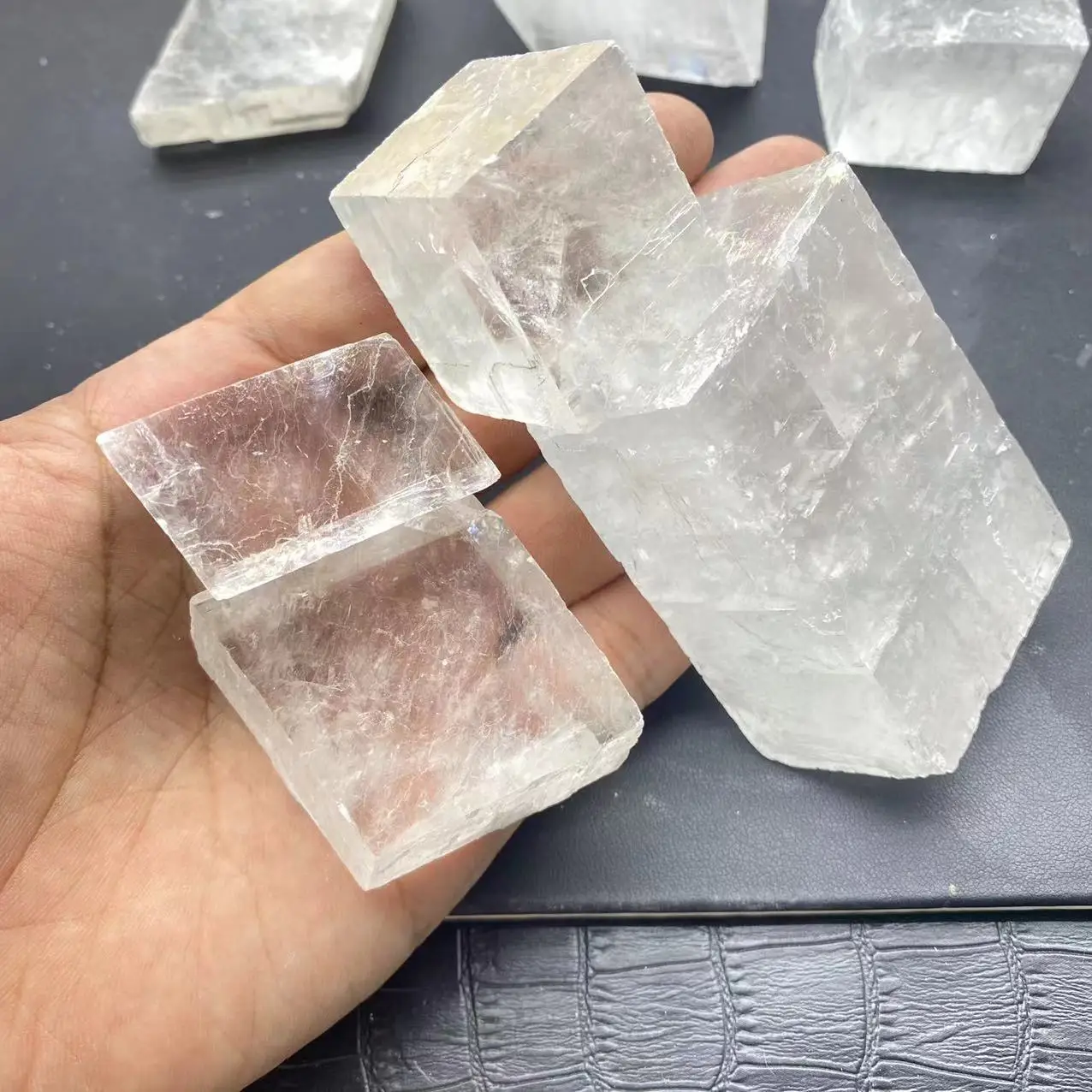 Natural Transparent Raw White Optical Calcite Iceland Spar Mineral Specimen Healing Stones Quartz Home Decor view 2