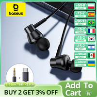 Baseus Encok HZ11/CZ11 in-ear Wired Earphones Powerful Bass Type-C/3.5mm Jack Wired Headphones For Laptop Computer Tablet Phone