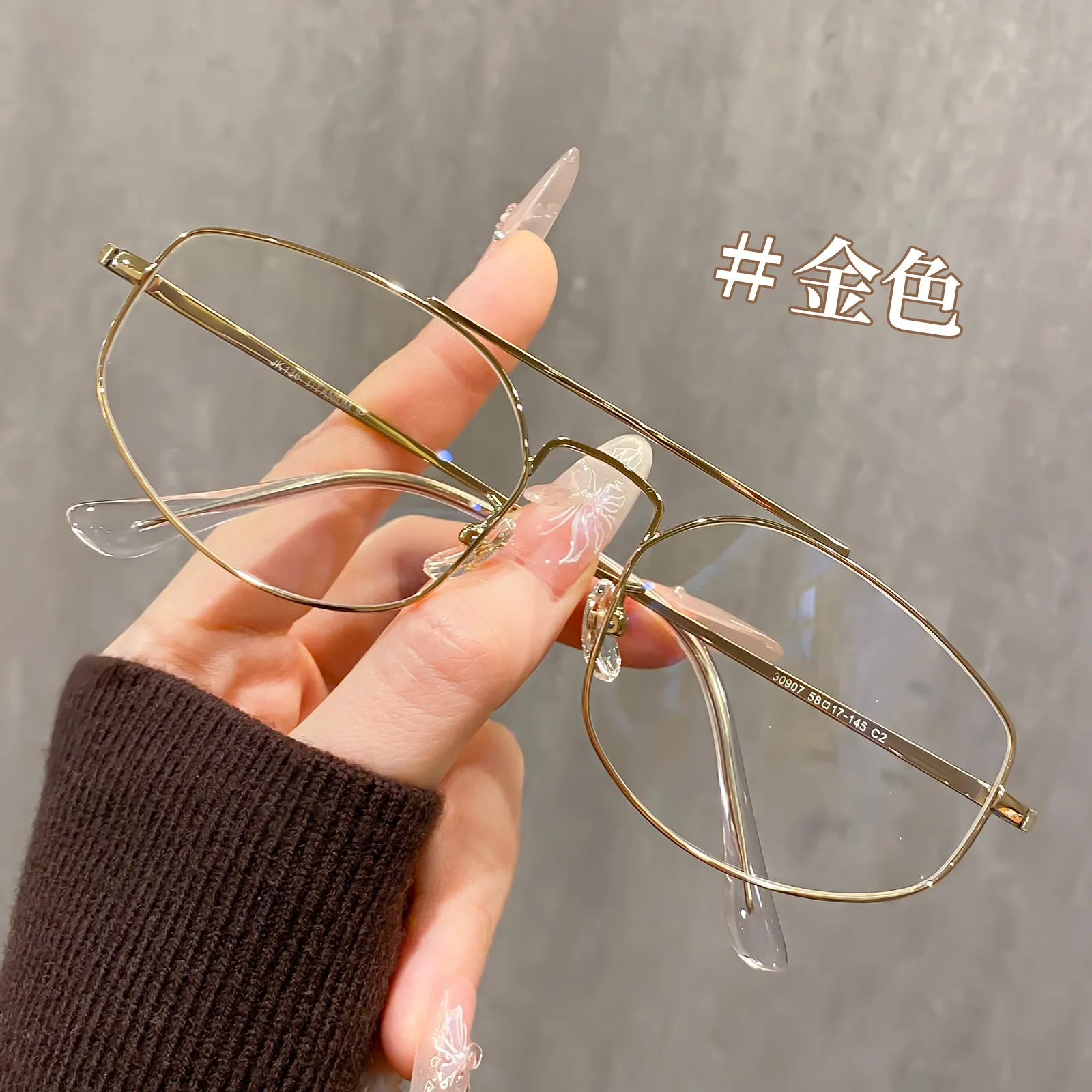 

Large-frame Double-bridge Aviator Frames Fashion Titanium Eyeglass Square Flexible Temple High Quality Men Women Eyewear 30907Y