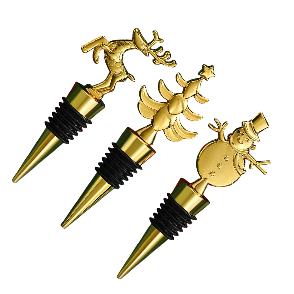 

3pcs Christmas Airtight Reusable Beverage Bottle Supplies Xmas Bottle Stopper Plug Plug Gifts