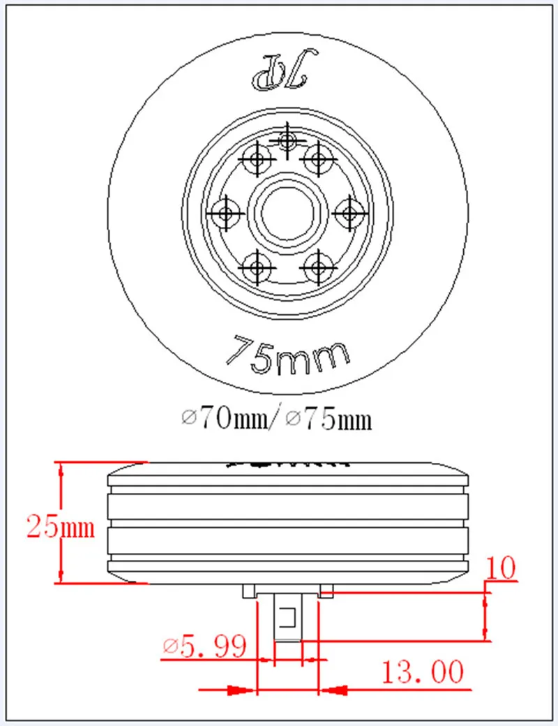 RC 모델 JP 브레이크 휠, 고정익 항공기 착륙 기어, 70mm, 75mm