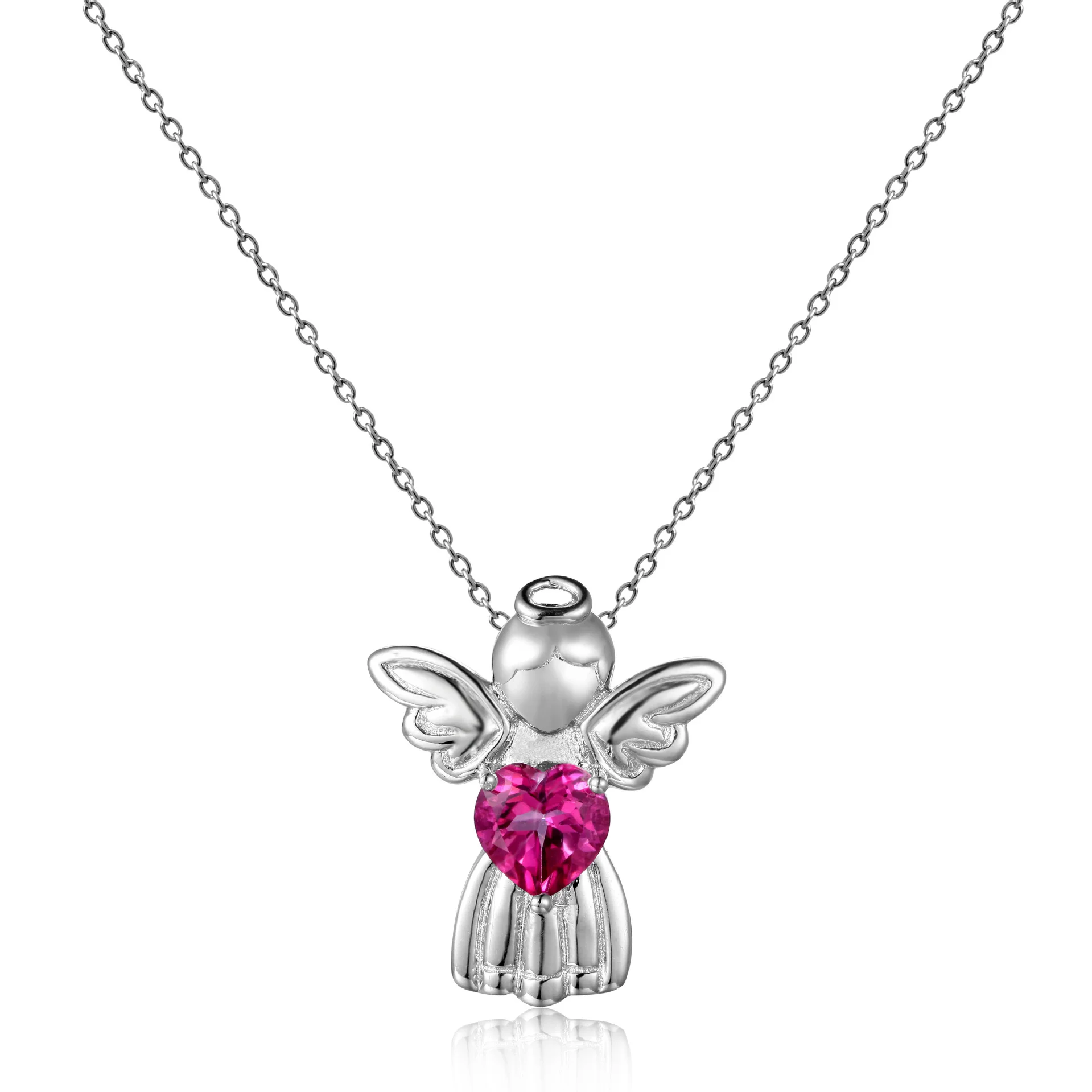 genuine Luxury brand real jewels Design S925 Silver Pendant inlaid with natural color crystal Angel Necklace high quality