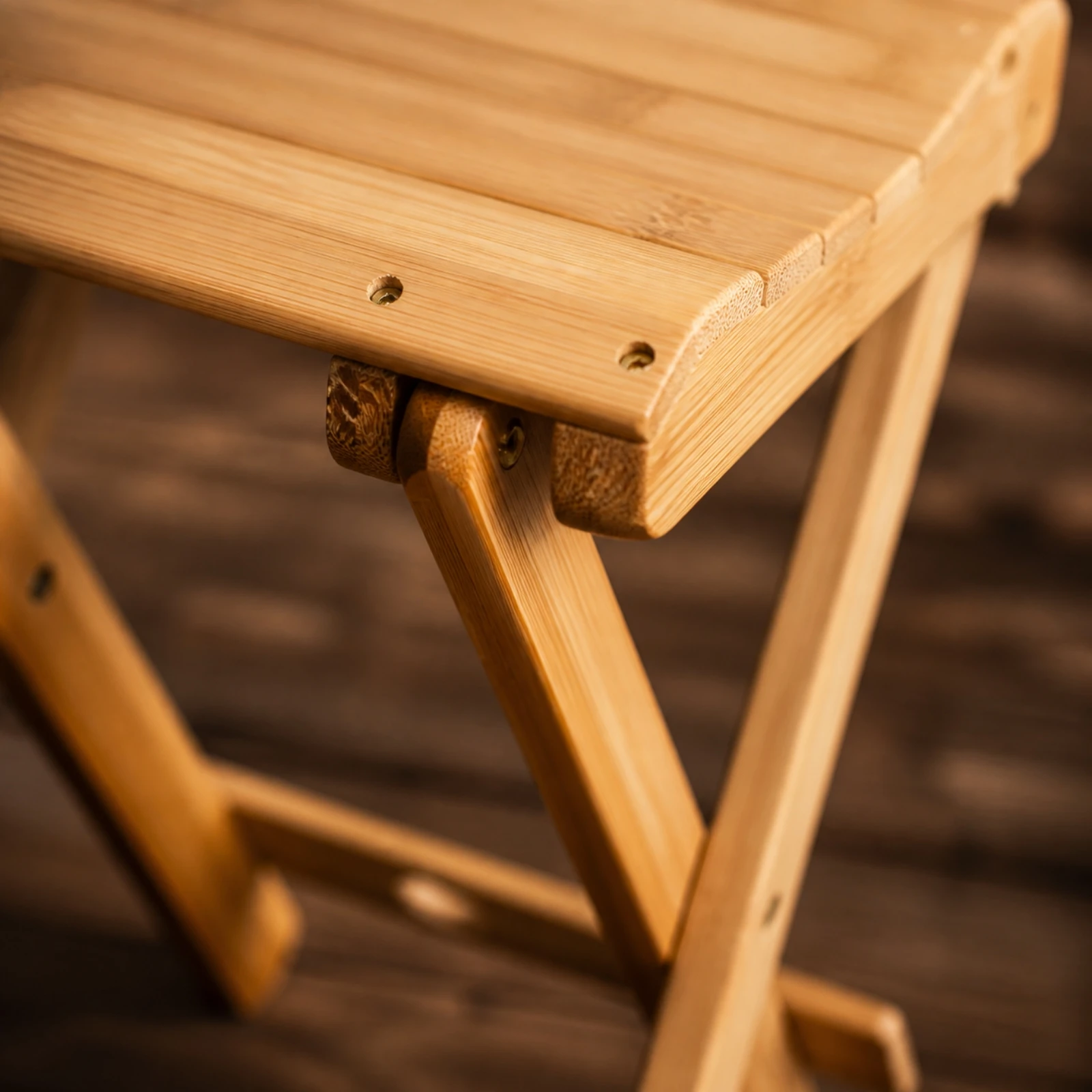 Slatted Bamboo Folding Stool Space-Saving Bamboo Stool with Slatted Seat Sturdy Stable for Household Seating, Outdoor Activities