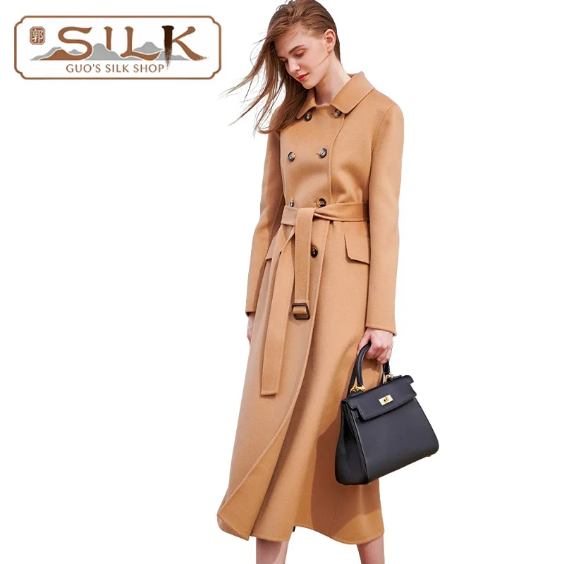

High-end Double-sided Cashmere Women's Coat Long Wool Elegant Coat Outdoor Business Casual Soft and Delicate Autumn and Winter