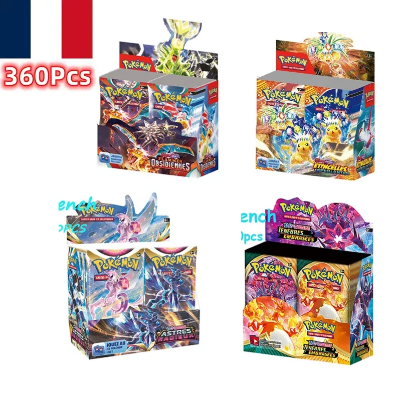 

Набор из 360 карт Pokémon TCG: Французские версии Ecarlet & Violet, Etsncelles, Astral Radiance, Obsidian Flames, бустер-бокс, 36 упаковок в коробке