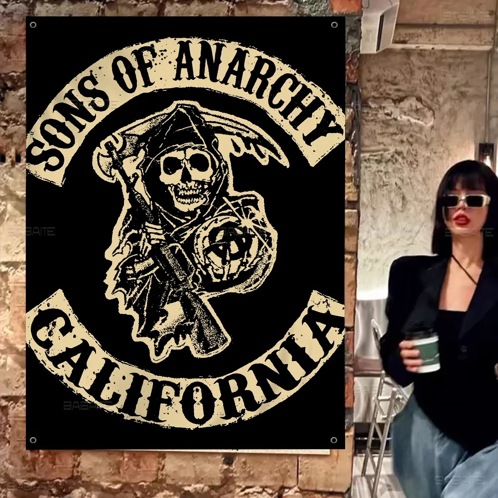 Son Of Anarchy Cartoon Flag Wall Hanging Banner Decoration Household Home Decor