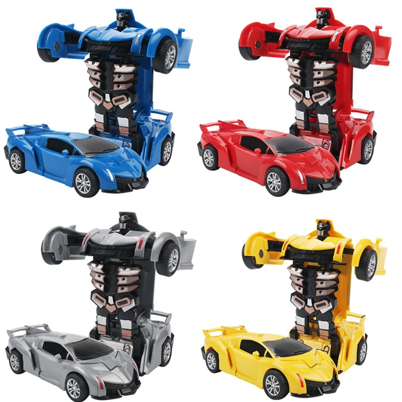 

2025 New Inertial Collision Deformation Robot Car Model Toy One-Button Inertial Bugatti Veyron Toy Car for Kids Birthday Gifts