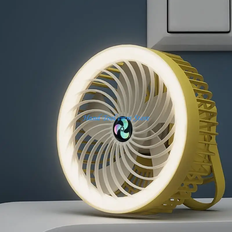 

H37F USB Camping Fan With LED Light Cooling Fan Air Cooler 3-speed Adjustable Fan