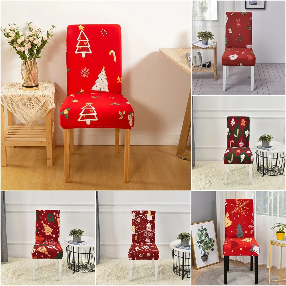 

Christmas Dining Chair Covers Dining Room Office Banquet Chair Protector Elastic Material Armchair Covers Christmas Chair Cover