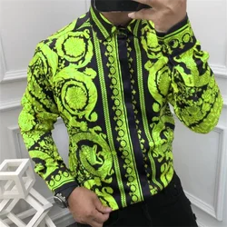 Letnie luksusowe męskie koszule zapinane na guziki Królewskie koszule męskie Casual Slim Fit Miękkie gładkie modne duże rozmiary Luksusowe koszule imprezowe