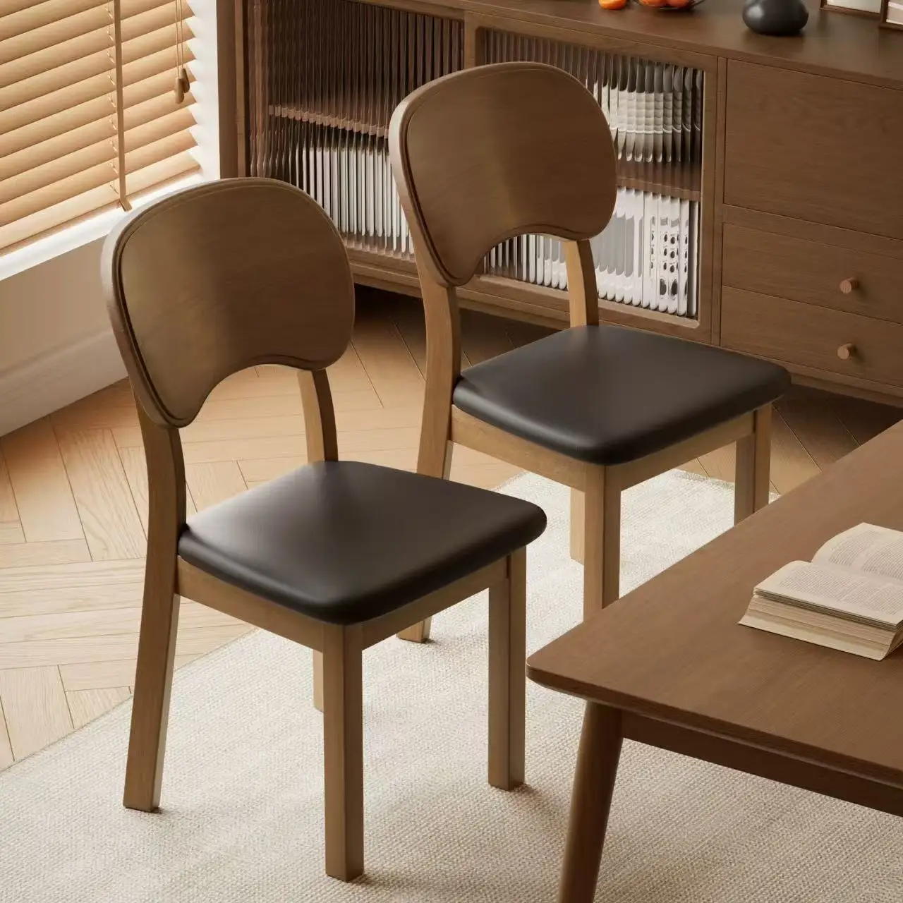Household Solid Wood Dining Chair Office Coffee Chair Living Room Comfortable Stool Soft Packaging