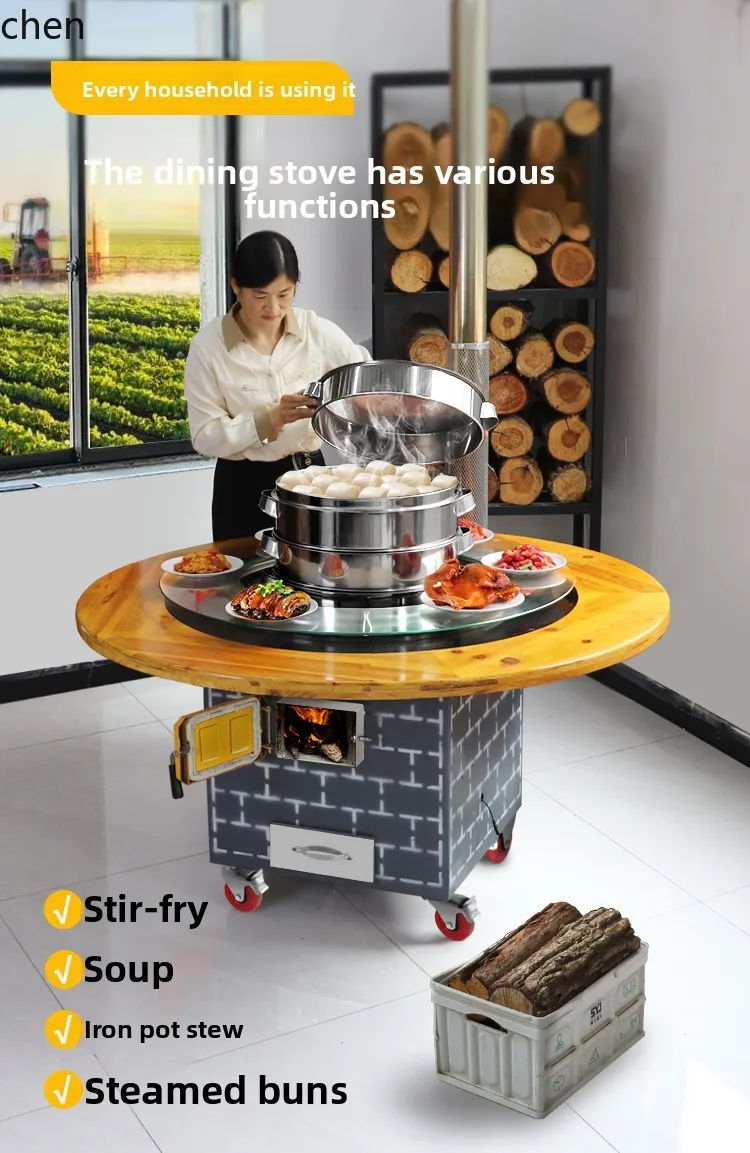 

ZML Large Iron Pot Stew Stove Table Ground Pot Chicken Firewood Chicken Special Stove Rural Outdoor
