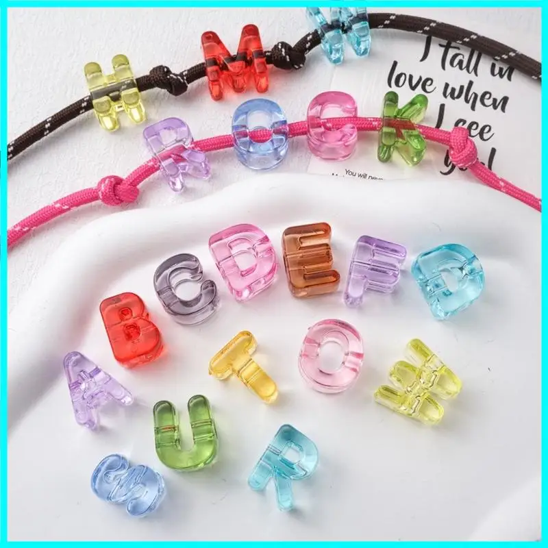 10PCS Acrylic Colorful 26 Letter Beads Loose Beads Big Hole DIY Jewelry Making Bracelet keychain for Educators Learn Letters