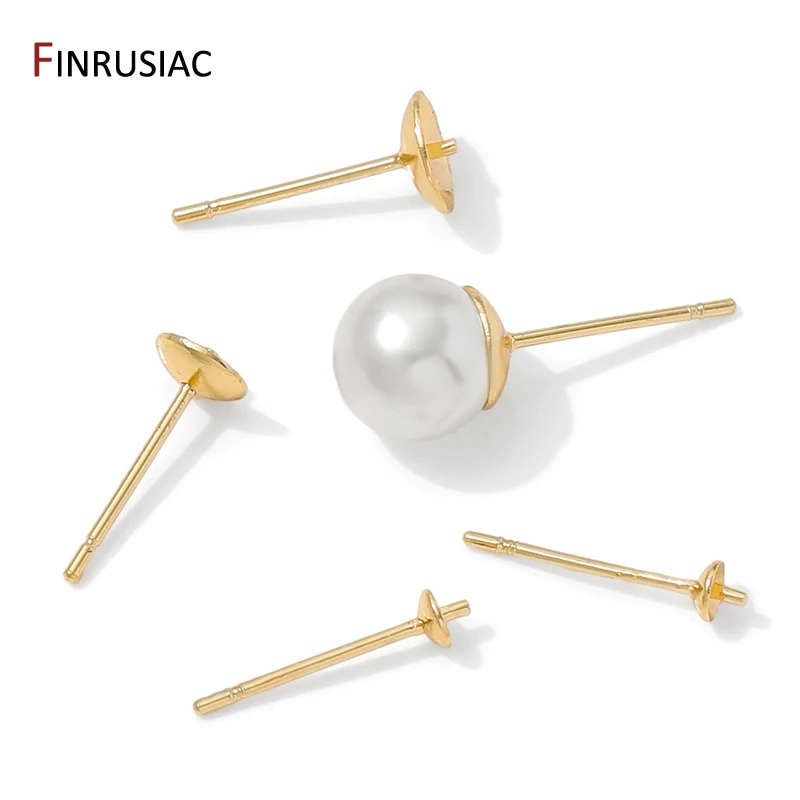 14-каратное позолоченное латунное основание для сережек, пустая стойка для ушей, лоток для ушей, беруши для жемчуга, аксессуары для изготовления сережек «сделай сам»