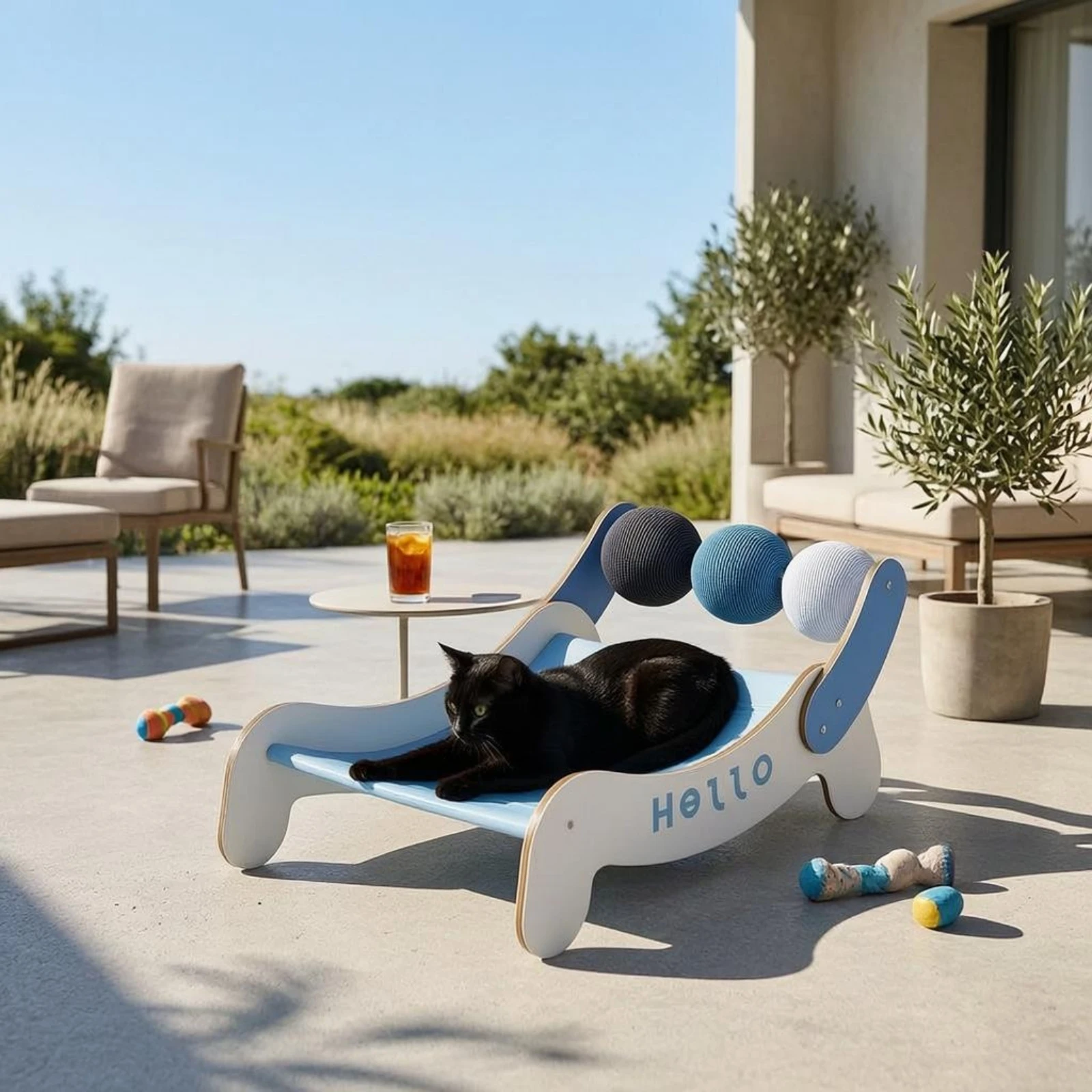 Raised Pet Cooling Lounger Sloped Pet Hammock Bed Feline Cooling Bed Wipeable Raised Feline Cot ventilatedFrame for Indoor
