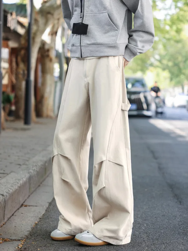 

Folded Design Men's Work Pants Winter American High Street Straight Loose Casual Pants Boys Cool Log Cutting Pants