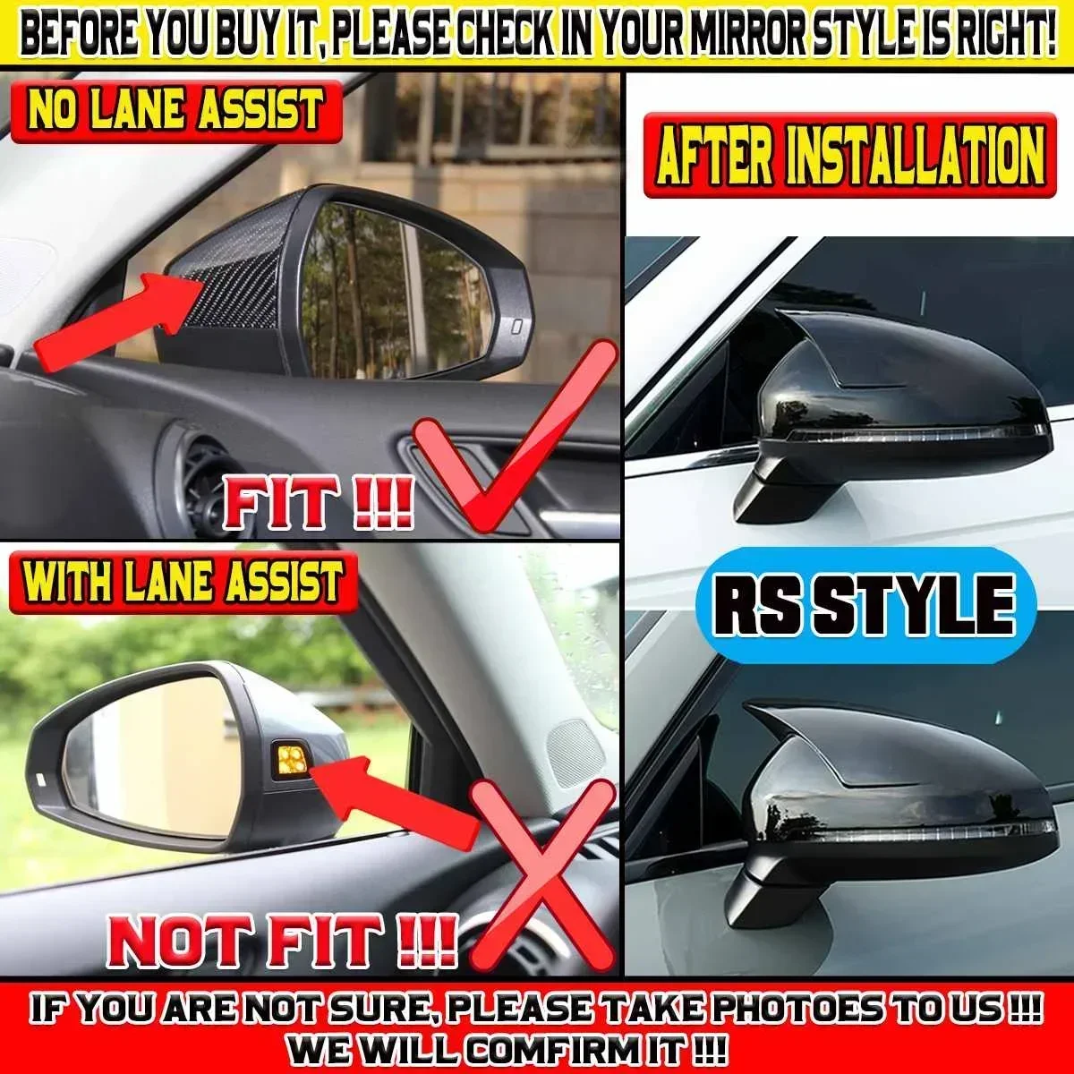 High Quality Car Side Rearview Mirror Cover Cap ABT-Style For Audi A4 S4 RS4 A5 S5 RS5 2017-2021 Add-on Rear View Mirror Cover