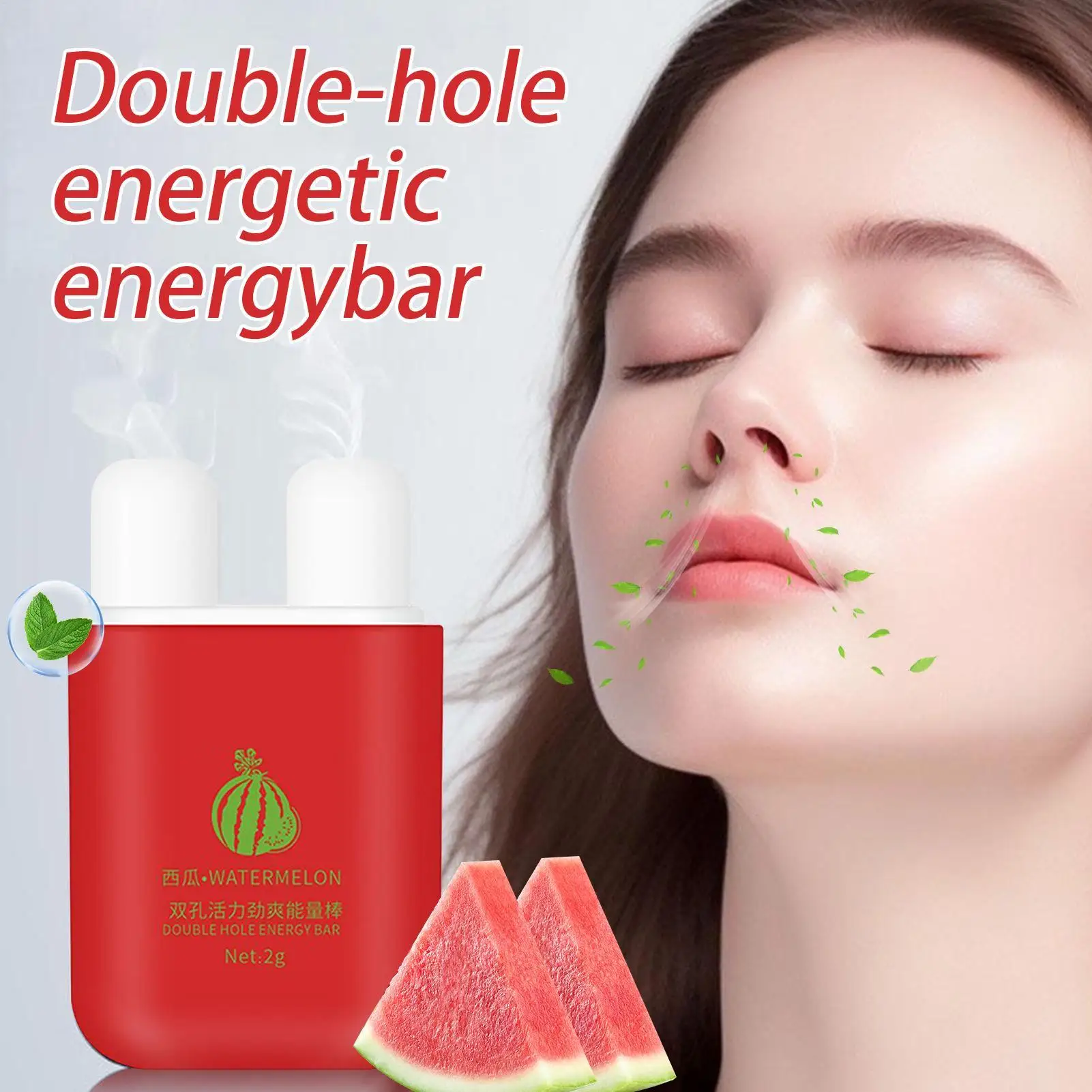 Nasal Inhaler Stick Refreshing Inhaler Stop Snoring Avoid Sleepiness Two Nostrils Sticks watermelon/Mint/Peach/Grape Energy Bar