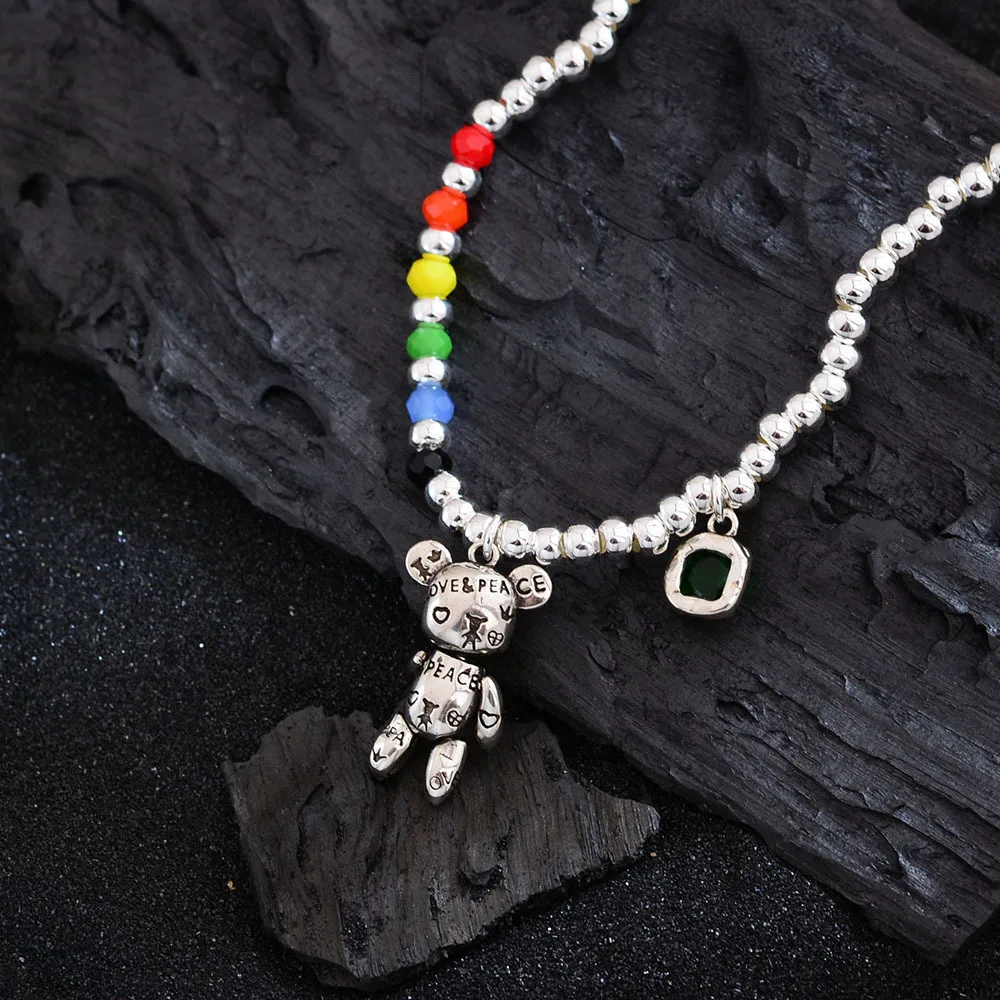 Hot Sell Lovely Bear Animal 925 Sterling Silver Ladies Beads Chain Necklace Promotion Jewelry For Women Chain No Fade