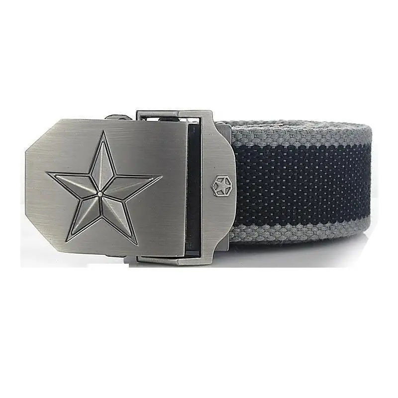 Star Buckle Metal Canvas Webbing Belts Men Outdoor Sport Military Tactics Casual Jeans Waistband Fashion Youth Nylon Waist Belt