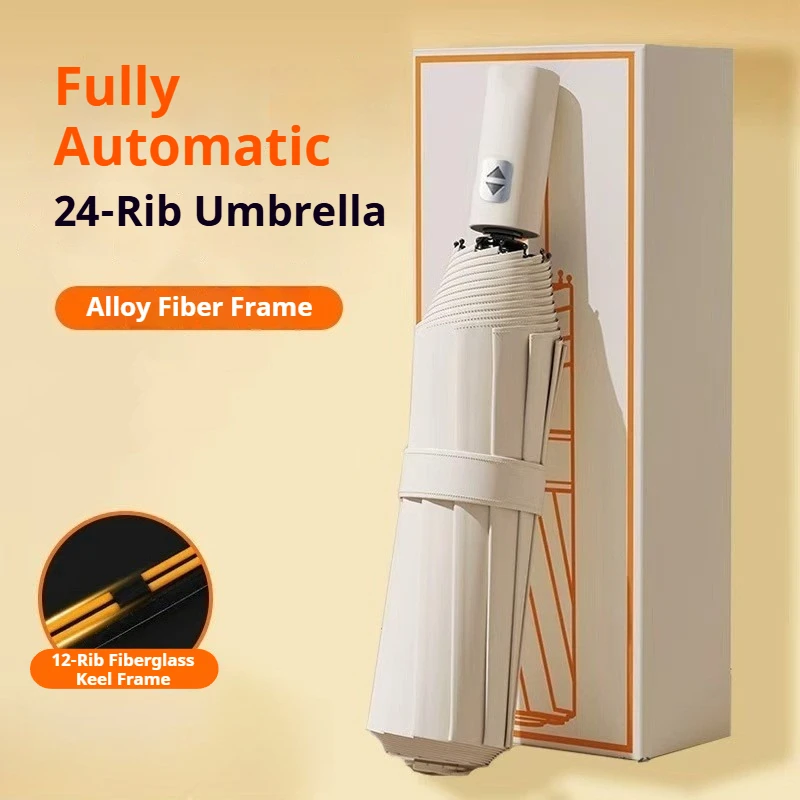 Extra Large 24 Ribs Windproof Umbrella Double Layer Canopy Auto Open Close Folding Umbrella for Rain Sun UV Protection Travel