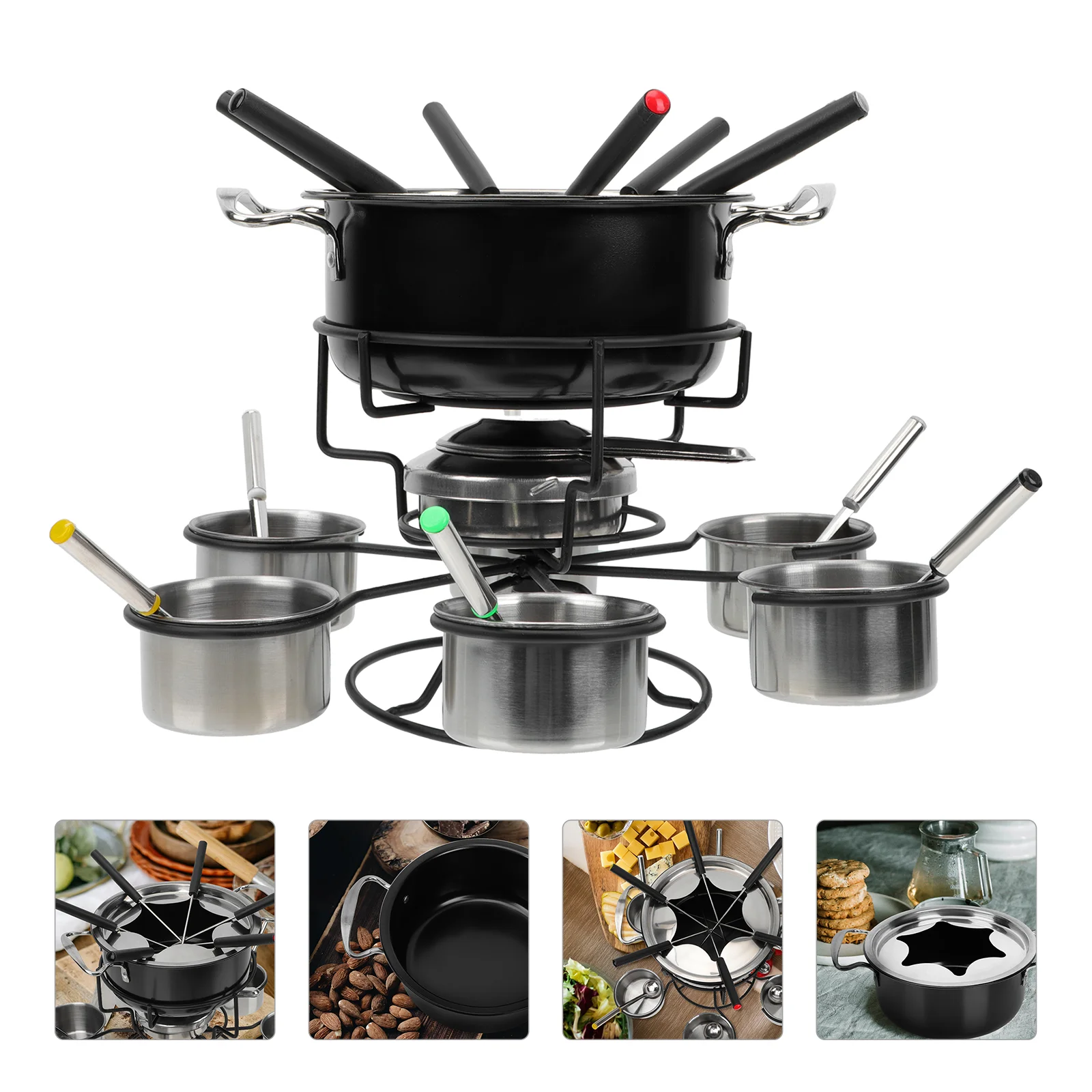 

Chocolate Fondue Cheese Melting Pot Camping Ice Cream BBQ Cheeseits Cooking Stove Stainless Steel Heater