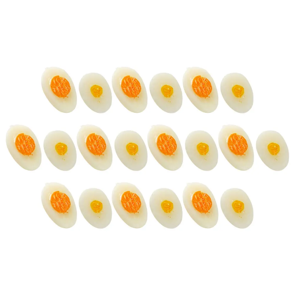 

20Pcs Miniature Egg Decor Realistic Half Cooked Style for DIY Craft Fun Pretend Cooking Playtime Educational Imaginative Play