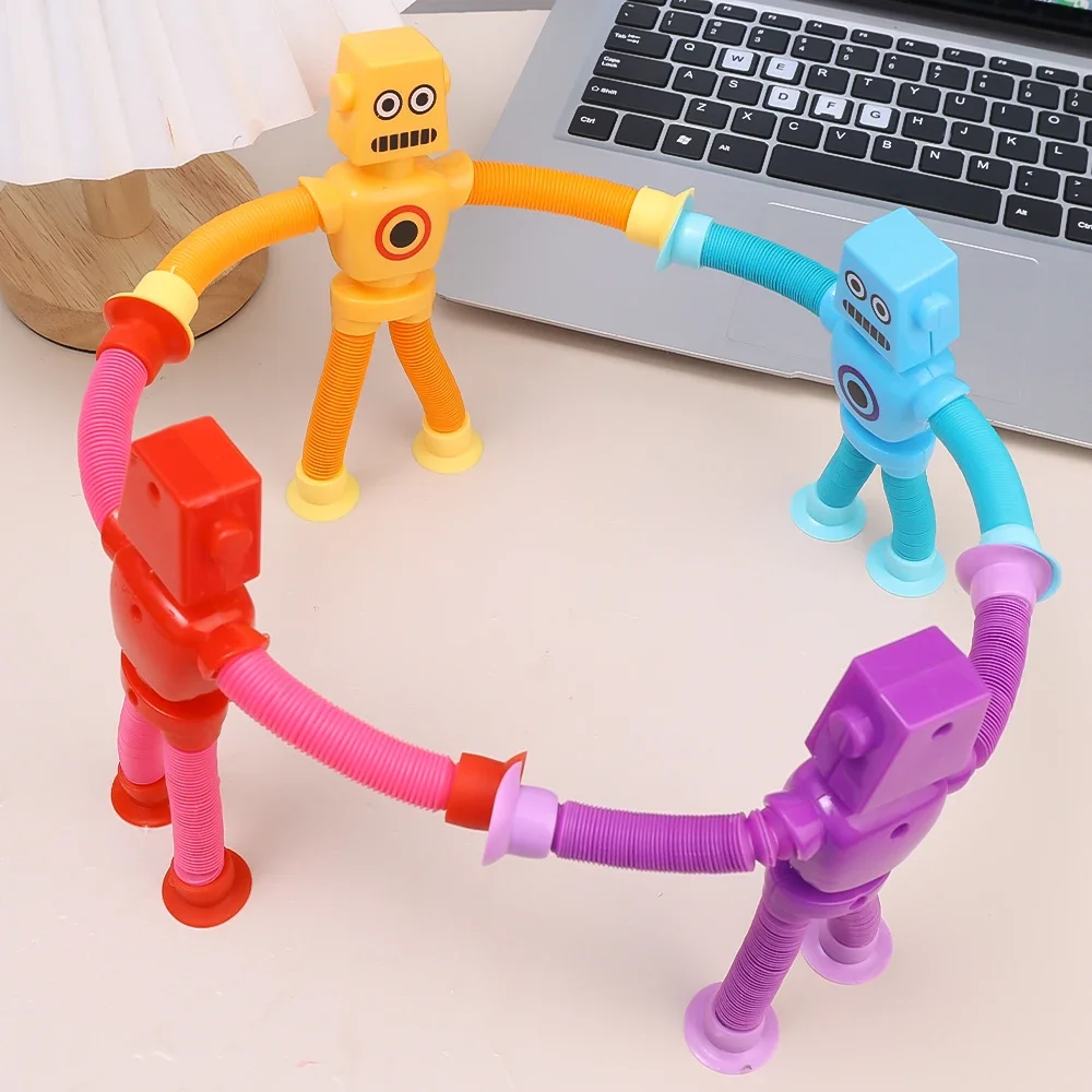 Telescopic Robot Suction Cup Toys Children Kids Pop Tubes Sensory Playing Puzzle Stress Relief Squeeze Fidget Games Gift