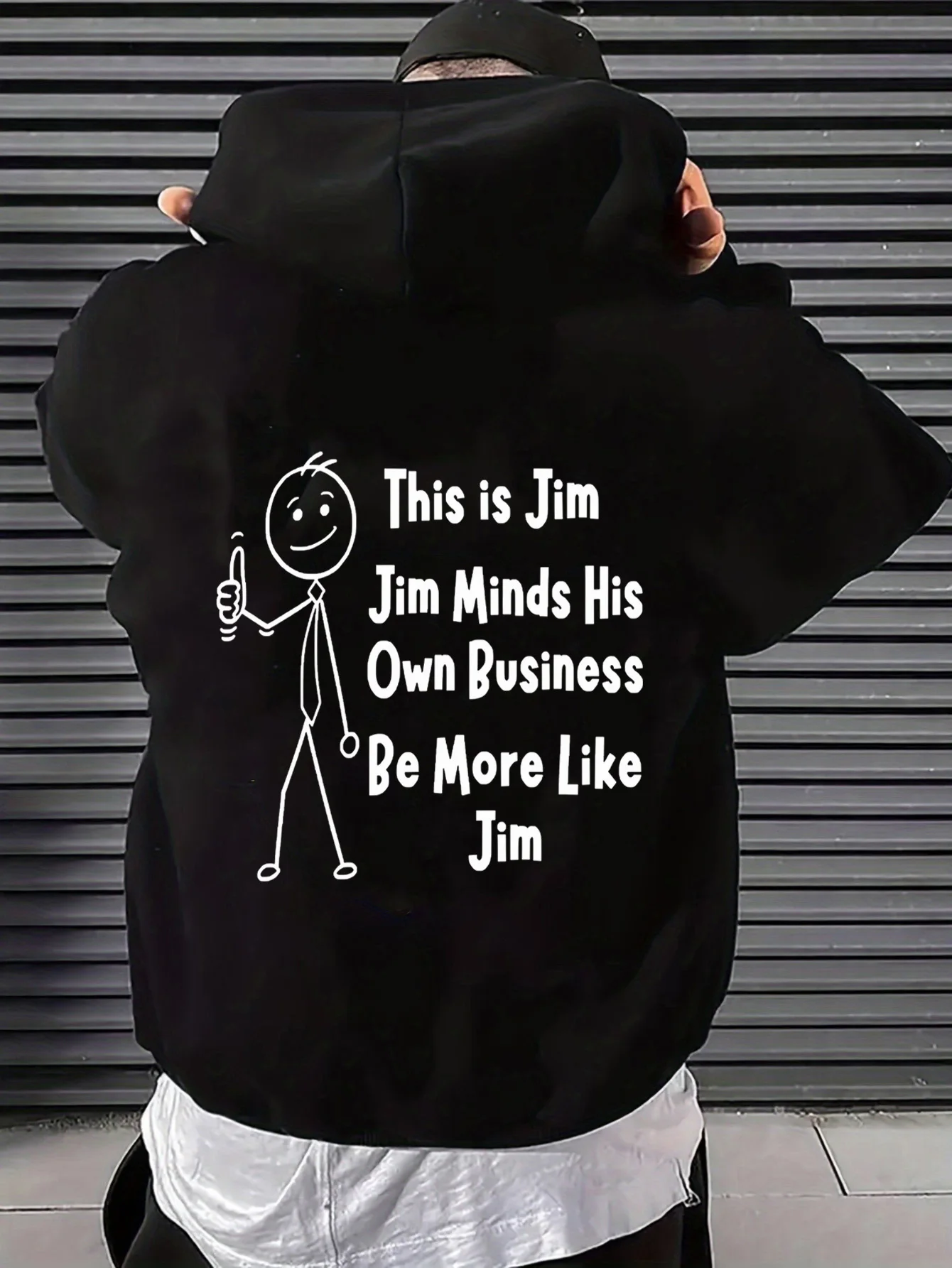 Men's Hooded Sweatshirt with Funny Stickman Design 